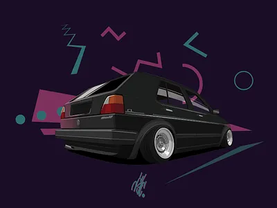 80's Golf aesthetics cyan eighties golf purple stance volkswagen