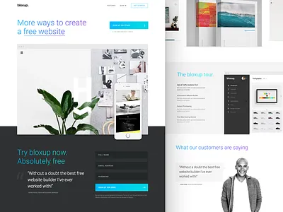 Bloxup clean gradient homepage landing page minimal typography