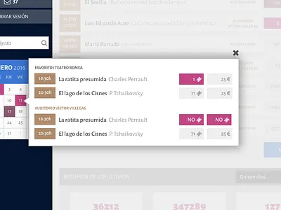 Events Datepicker dashboard datepicker tickets