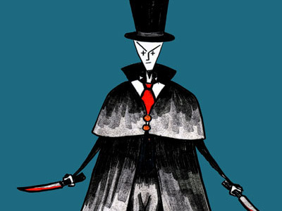 Jack the Ripper illustration marker pen mixed media pen and ink