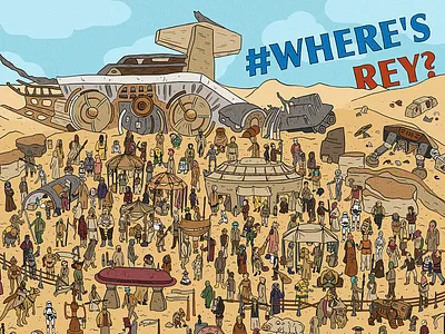 #WheresRey disney illustration jakku niima outpost rey star wars wheres waldo