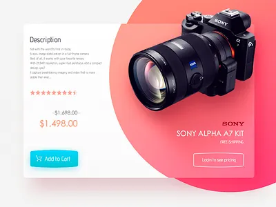 Product Card camera card design icon product site themes ui web widget