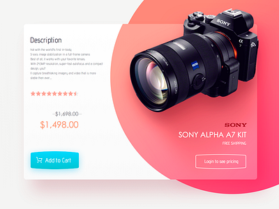 Product Card camera card design icon product site themes ui web widget