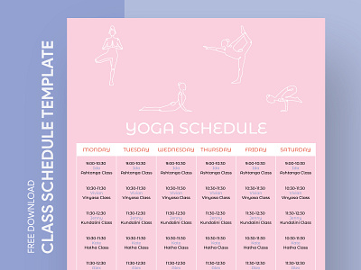 Yoga Class Schedule Free Google Docs Template class classroom design doc docs document google ms print printing schedule template templates timetable word