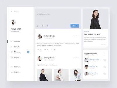 Timeline Screen activity dashboard gallery logout message place settings tineline ui user