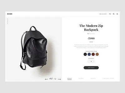 Hide Product Page (Concept project) app branding design ecommerce flat hide layout product typography ui ux web