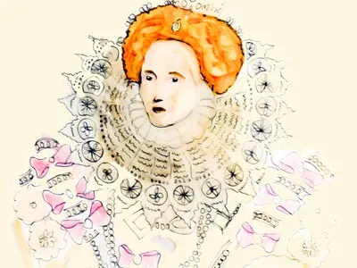 Elizabeth I fine liner illustration marker pen