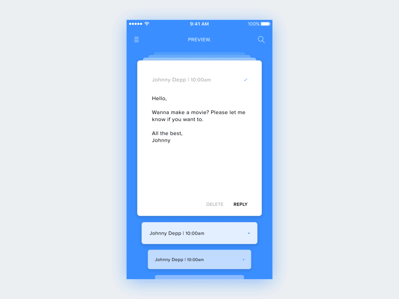Email - Mark as read animation app apple blue card email gif ios iphone ui