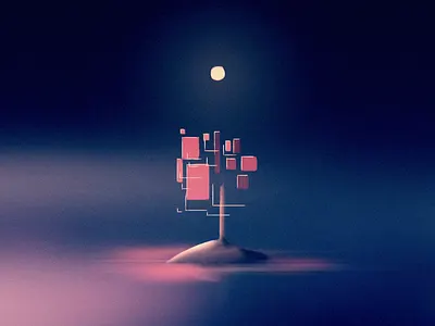 generator brush digital paint island matte paint moon reflection texture tree