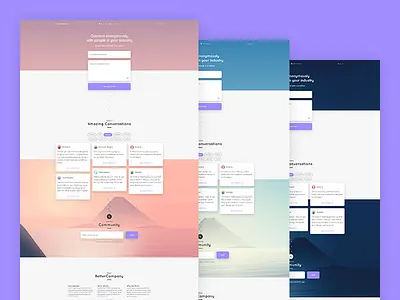BetterCompany Landing Page Web Designs anonymous career chat conversations homepage message mobile phone signup ui ux work