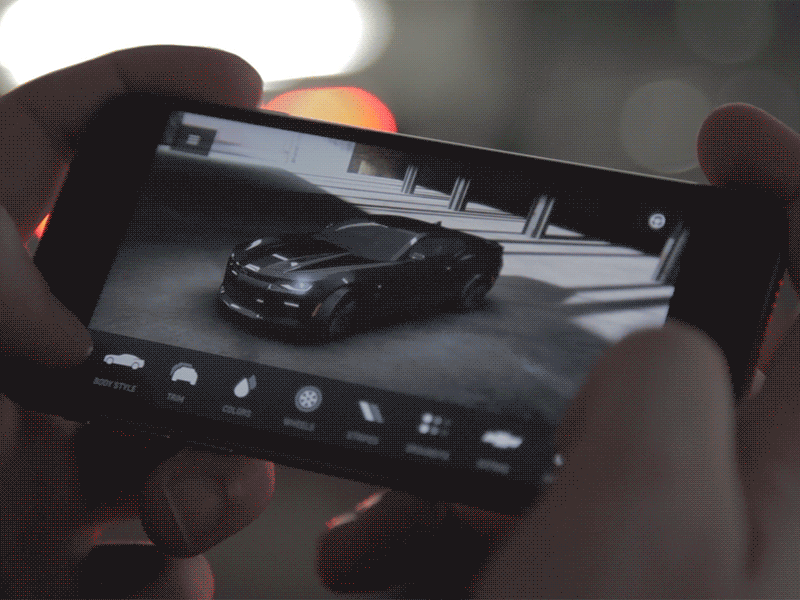 Camaro Six Customizer 3d app camaro car cars chevrolet customizer mobile ui
