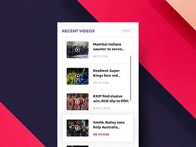 Video List Sidebar app articles blog list news resources sidebar sports ui ux videos web