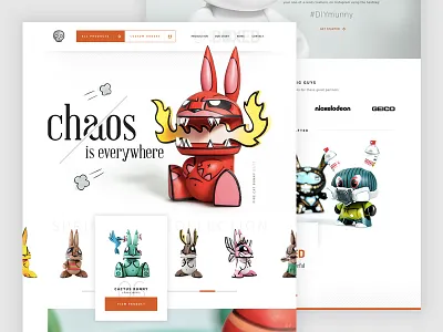 Unboxed Full bunny chaos fire hero interface minimal products sponsors toys ui website