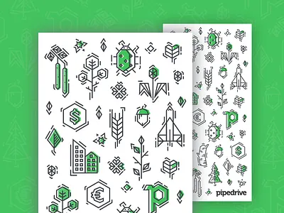 Pipedrive Pattern 2016 birch icons leaf line icons lineart pattern rocket tree