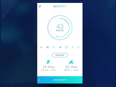 Daily Fitness Activities android app cycle exercise fitness health ios minimal product screen running ui user interface