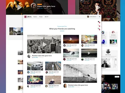 Storie gradient notifications social storie ui user ux video web design website