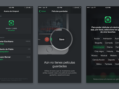 Unspool – other screens dark dark ui empty state films inception ios iphone iphone 6 mobile netflix tinder unspool