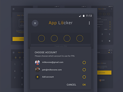 app lock android android app dark design lock material milkovone minimalistic proposal security ui ux
