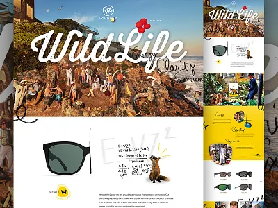 VonZipper WildLife e commerce ecommerce elegant seagulls fox hand drawn landing shop store sunglasses vonzipper
