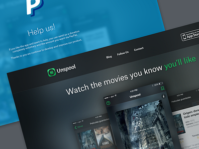 Unspool – website dark dark ui films inception iphone landing mobile netflix tinder unspool web