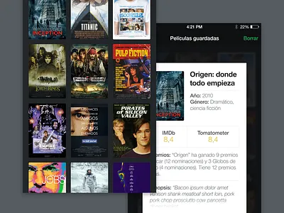 Unspool – saved films dark dark ui films inception ios iphone iphone 6 mobile netflix tinder unspool