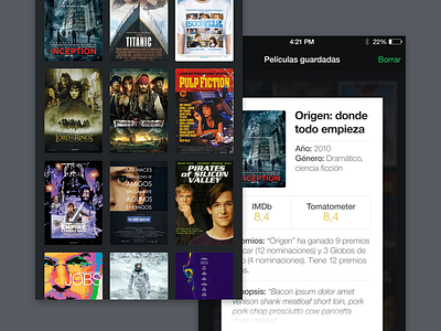 Unspool – saved films dark dark ui films inception ios iphone iphone 6 mobile netflix tinder unspool