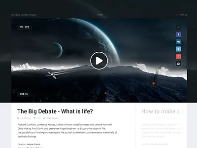 Video page comments play player redesign vertideir video vimeo widgets youtube