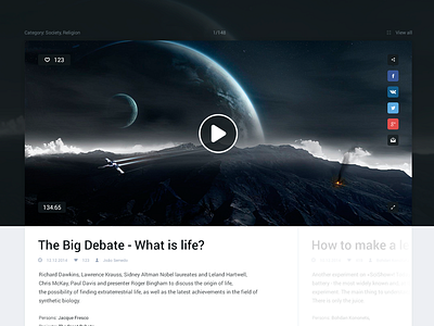 Video page comments play player redesign vertideir video vimeo widgets youtube