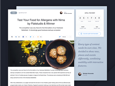 Event page apish clear cover discuss event flat news page timer ui ux
