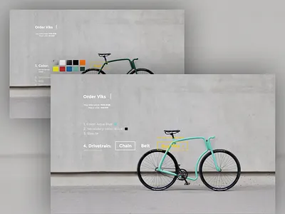 Viks - customization process bike buy colors custom interaction order ui ux viks web