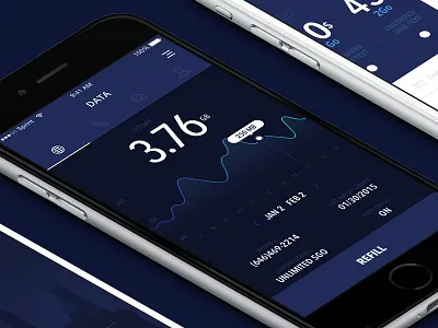 Wireless service dashboard blue clean dark data design ios iphone metrics mobile ui usability ux
