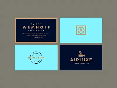 Airluxe badge branding business card camera lockup logo monogram print stamp stationary texas typography