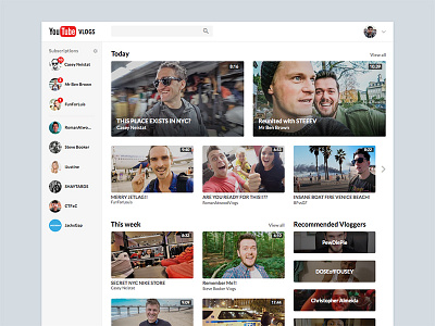 Youtube - Vlogs UI ui vlogs youtube