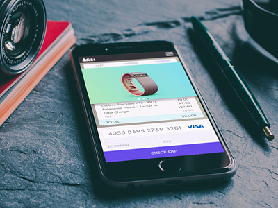 REI shopping app checkout screen app dailyui illustrator iphone material ui ux