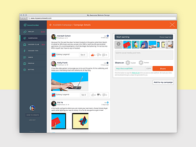New UI of Influencer Web colors menu ui website design