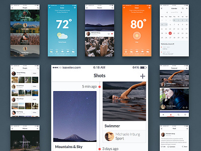 Social media iOS screens app design ios iphone mobile photoshop psd sketch template ui kit