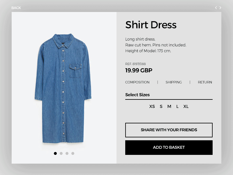 Day 002 - Product Card animation card dress fashion grey scale interaction product ui ux webdesign