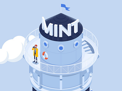 MINT: Scene 2 blue characters isometric laboratory mint office process rboy rocketboy technology
