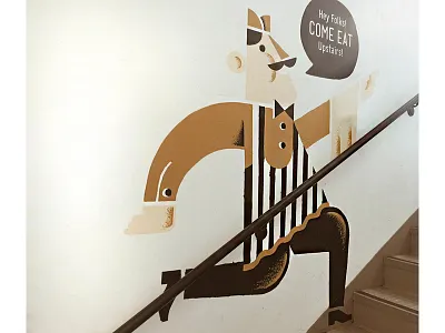 My First Mural! cafe character diner evironmental graphics mortys mural paint painting signage waiter