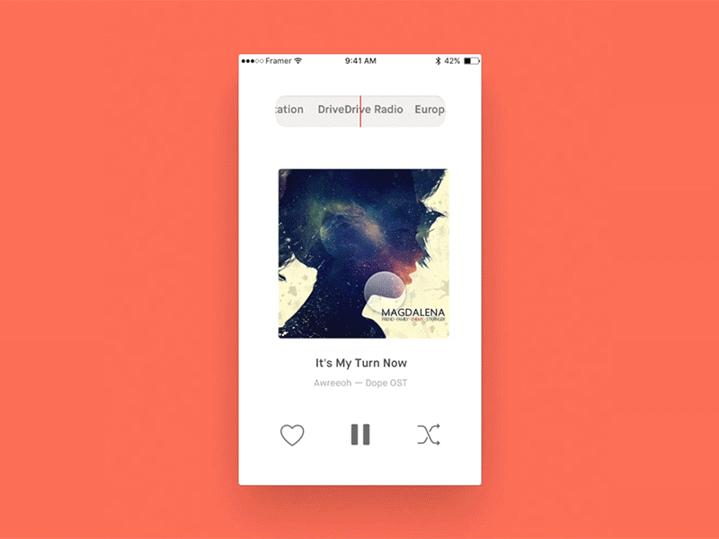 Day 2: Chameleon Radio App framer framer100 music player radio