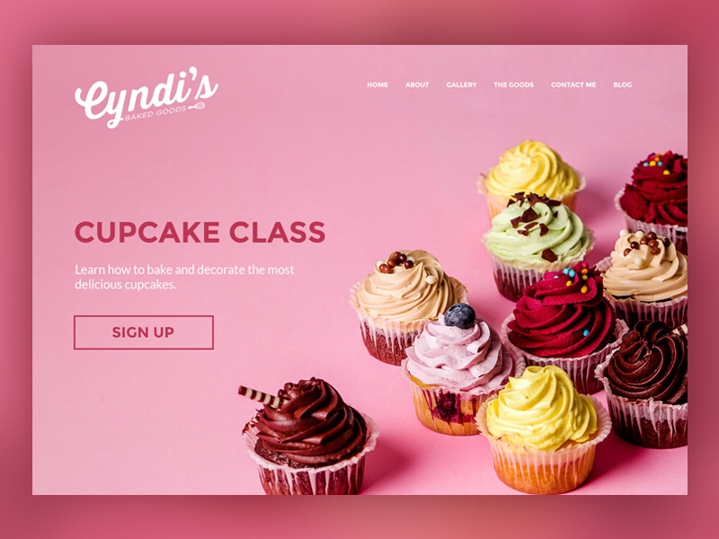 Example of Cupcakes Landing Page