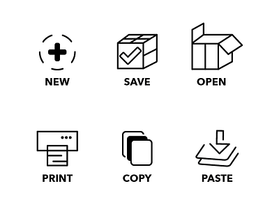 Alternative Icons copy design icon icons lines new open paste print save thin