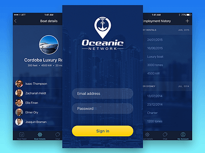 Oceanic Network iOS Mobile App UI Design app design ios mobile network oceanic ui