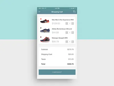 Apparel World - Shopping Cart app cart ecommerce ios iphone app mobile shop ui user interface ux