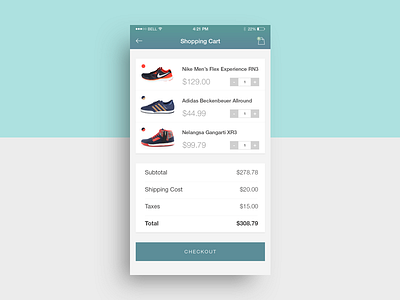 Apparel World - Shopping Cart app cart ecommerce ios iphone app mobile shop ui user interface ux