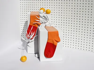 Happy Socks art direction color block orange photography set set design socks still life white