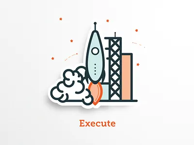 Execute Badge badge execute execution launch rocket space stars