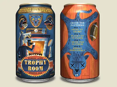 Trophy Room Strong Ale for designbrawl.com #SBDesignBrawl ale beer can broncos craft beer denver football identity illustration packaging design sbdesignbrawl super bowl teamdenver