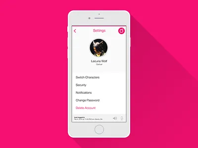 Daily UI 007 - Settings daily ui dailyui ffxiv final fantasy ios iphone mobile settings
