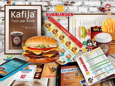 Subburger design'z burger coffee fast food menu poster potato free print subburger